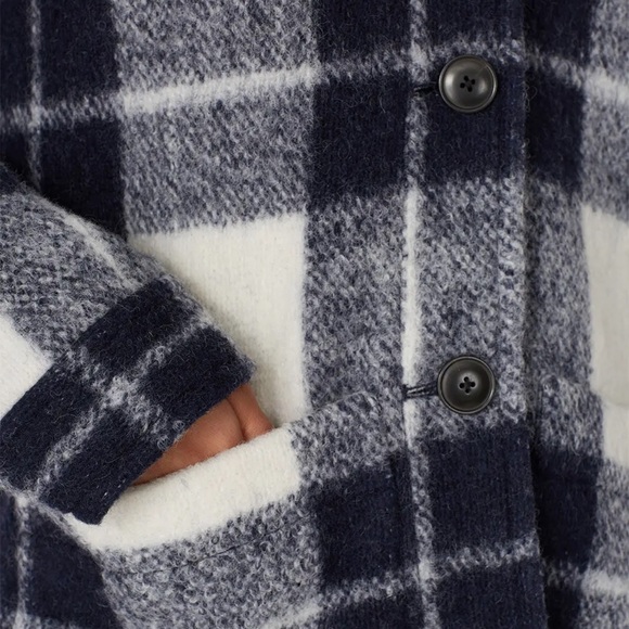 Madewell Walton Navy Plaid Oversized Shacket XS - Picture 4 of 5